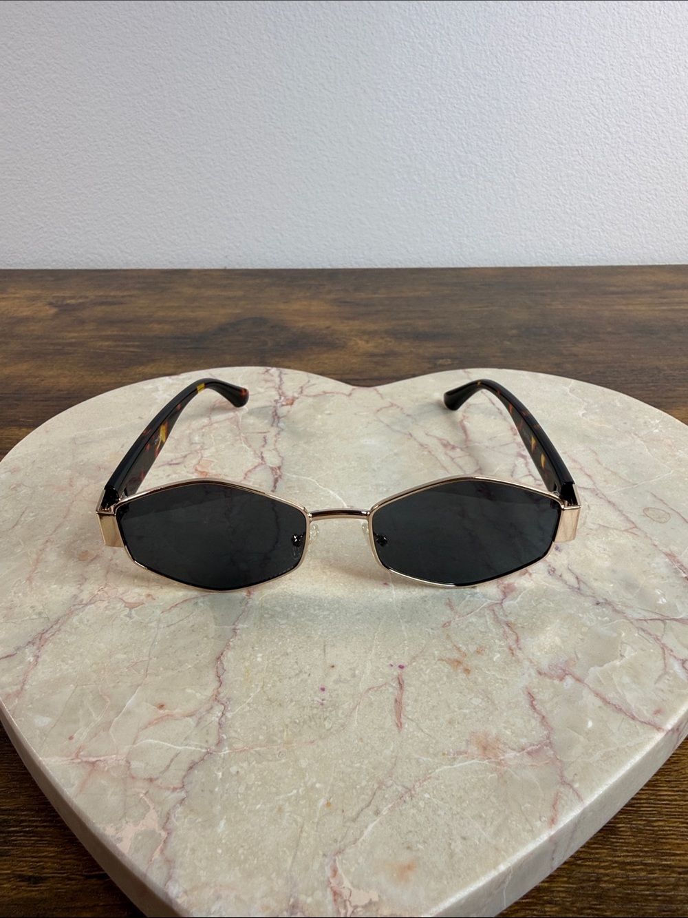 Gold Frame Black Lens Women's Sunglasses